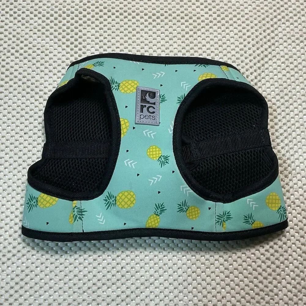 RC Pets XL Cooling Dog Vest Harness Pineapple Print Turquoise Mesh Dual D-Ring